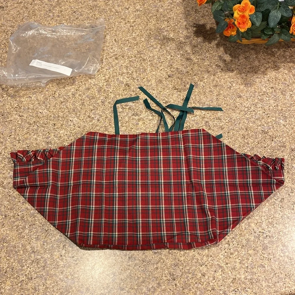 Longaberger Cake Plaid Tidings Fabric Basket Liner 20125 Ribbon (Liner Only)